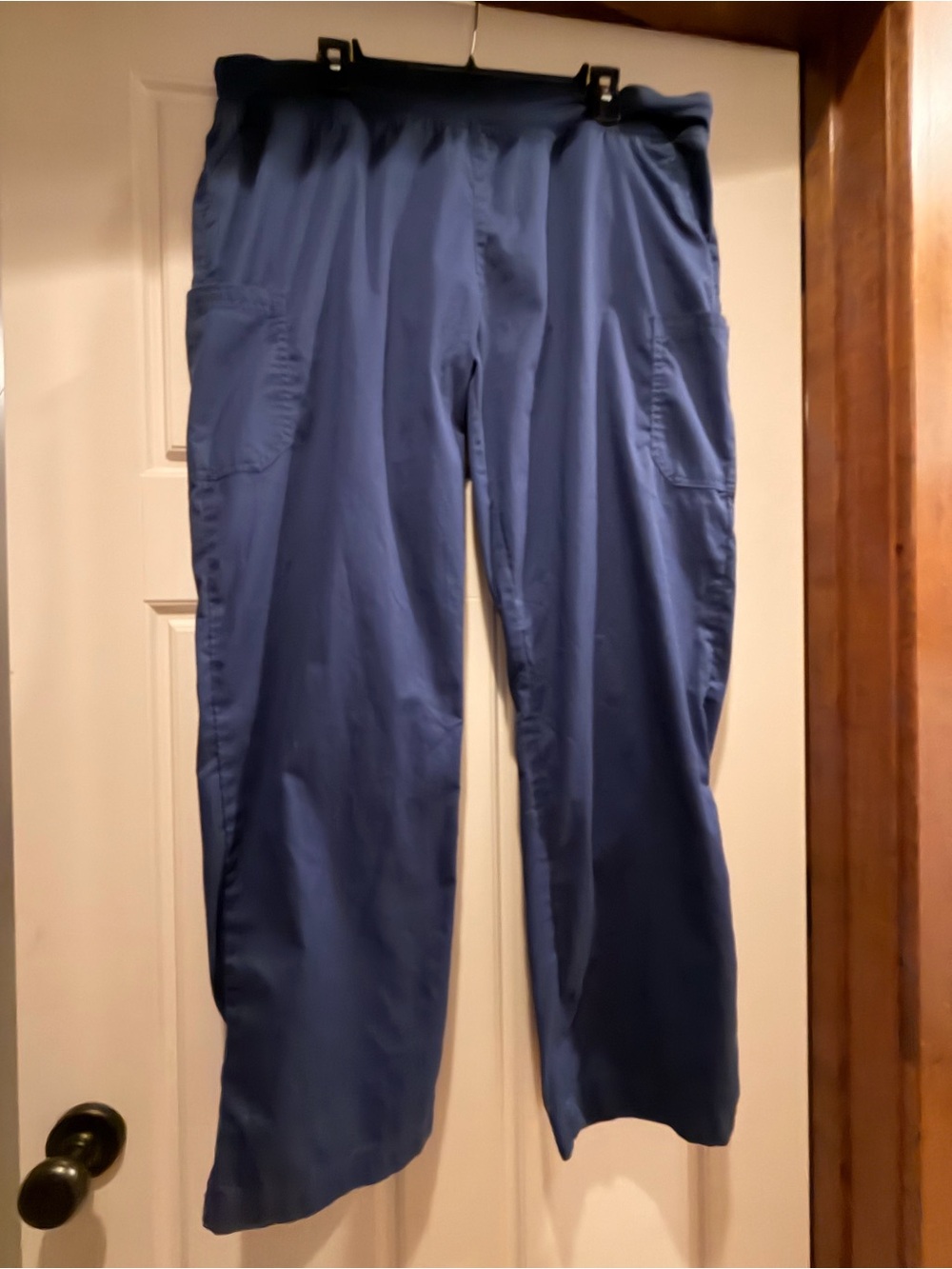 Butter-Soft Stretch Women's 4-Pocket Knit Waistband Yoga Scrubs - XL Navy Pants